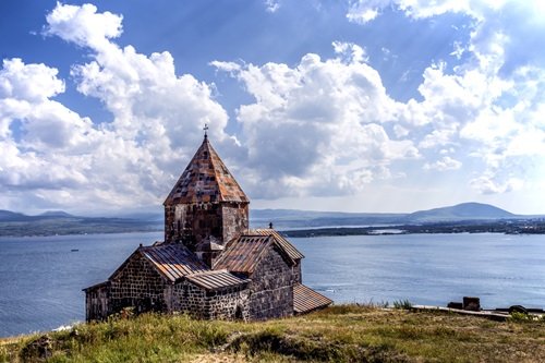 Great Silk Road by a lake