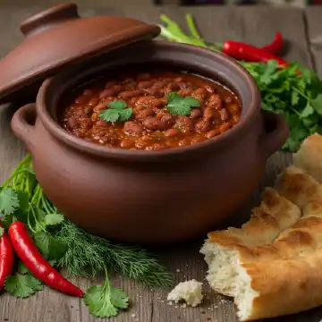 A satisfying, slow-cooked bean stew made with red kidney beans, onions, and a distinct blend of Georgian spices.