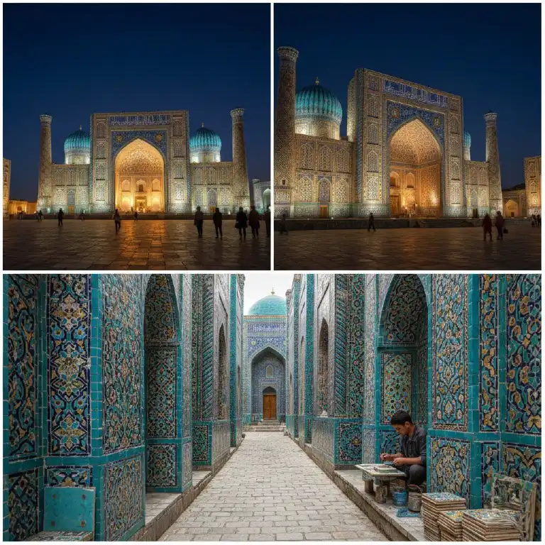 Blue Tiles of Samarkand UZ at Registan Square
