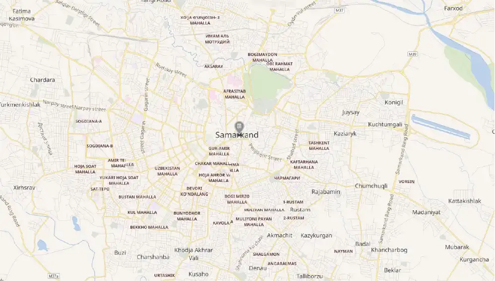 Map fo Samarkand source-OpenStreetMap