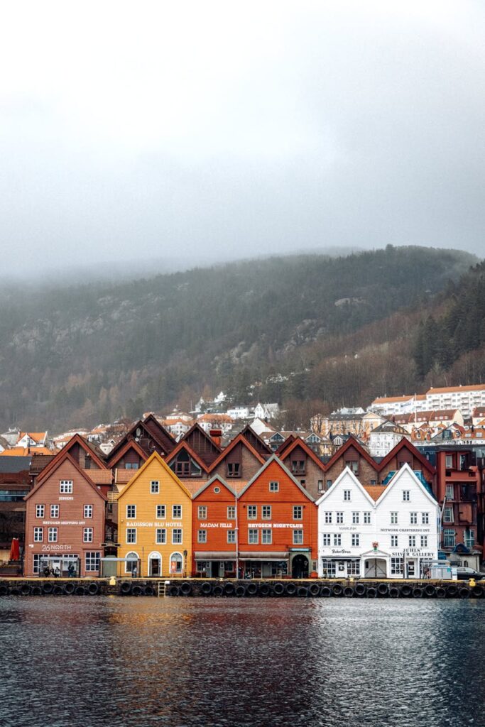 colorful wooden houses in bergen norway