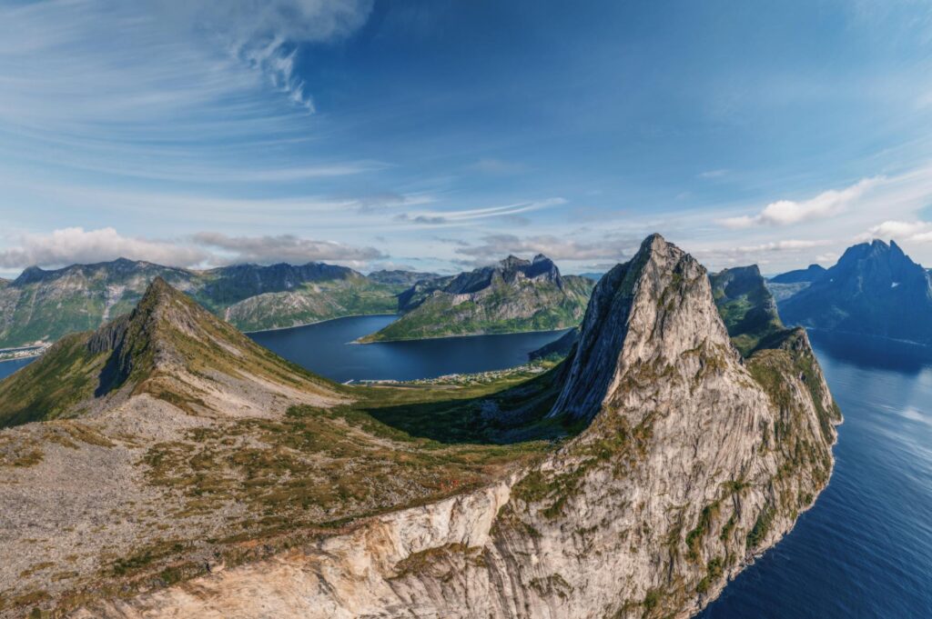 stunning aerial view of northern norway mountains