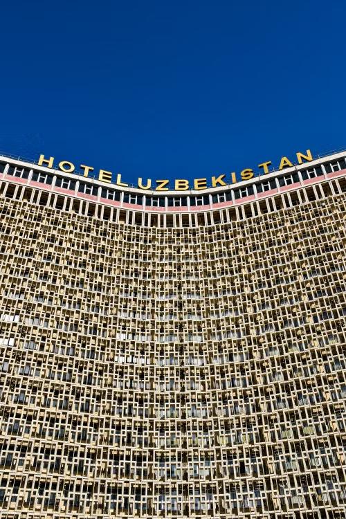 View of the Hotel Uzbekistan building in Tashkent