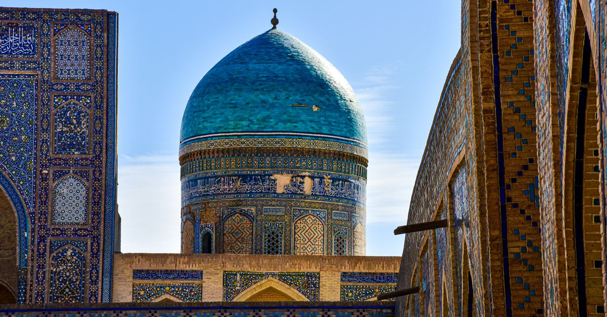 The decorated dome of Kalan Mosque in Bukhara, Uzbekistan