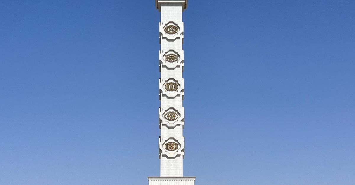 White marble Neutrality Monument in Ashgabat, Turkmenistan