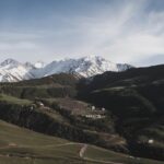 Snow-capped mountains and traditional yurts in Kyrgyzstan