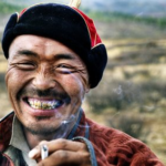 A person smoking a cigarette