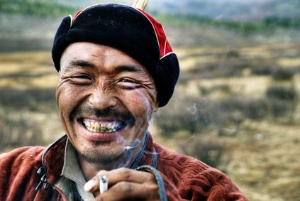 A person smoking a cigarette