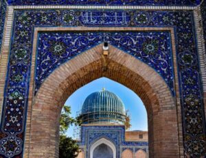 Ornate arches and dome architecture of Samarkand