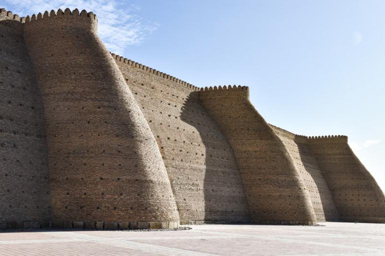 Historic walls of the Ark Fortress in Bukhara
